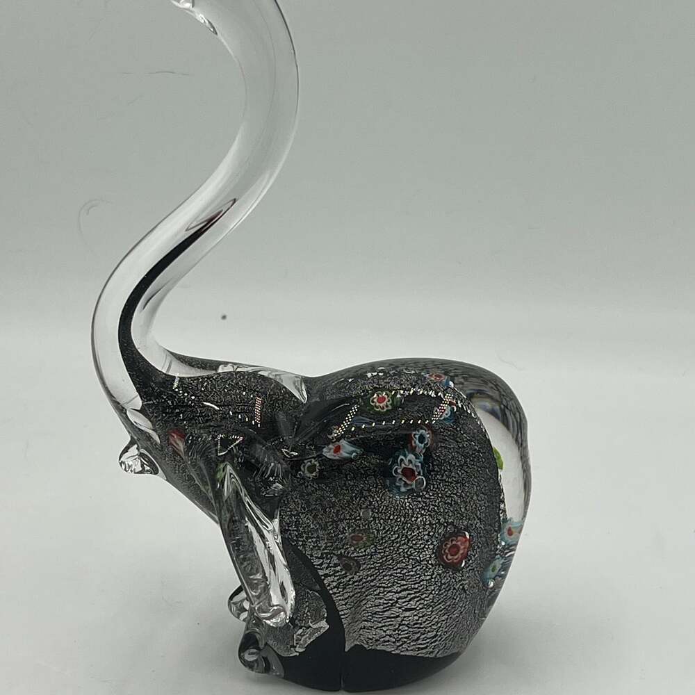 Vintage Millefiori Glass Elephant Paperweight Figurine - ,